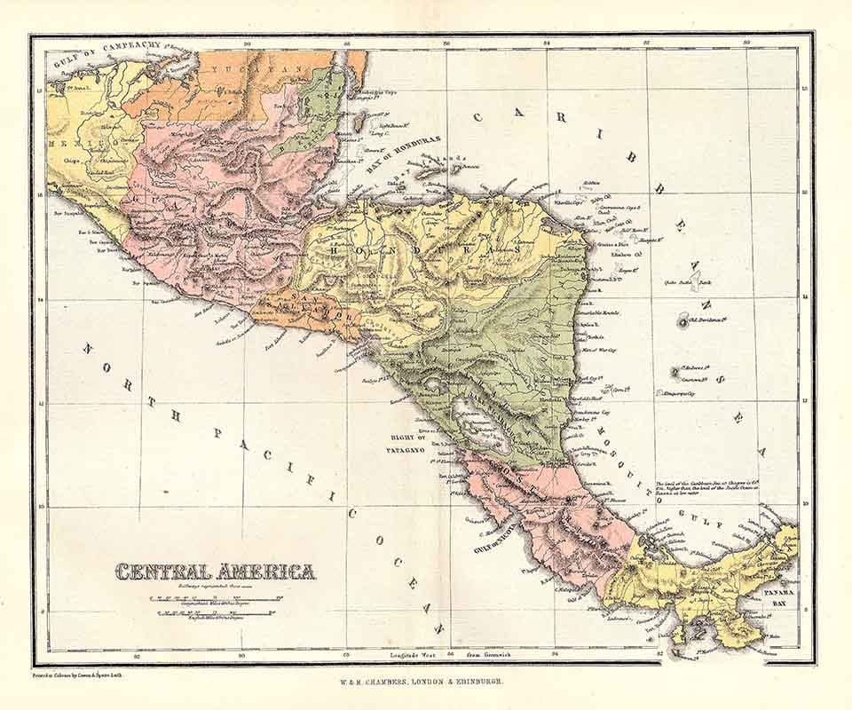 1874 Map of Central America