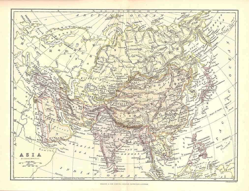 1885 Map of Asia