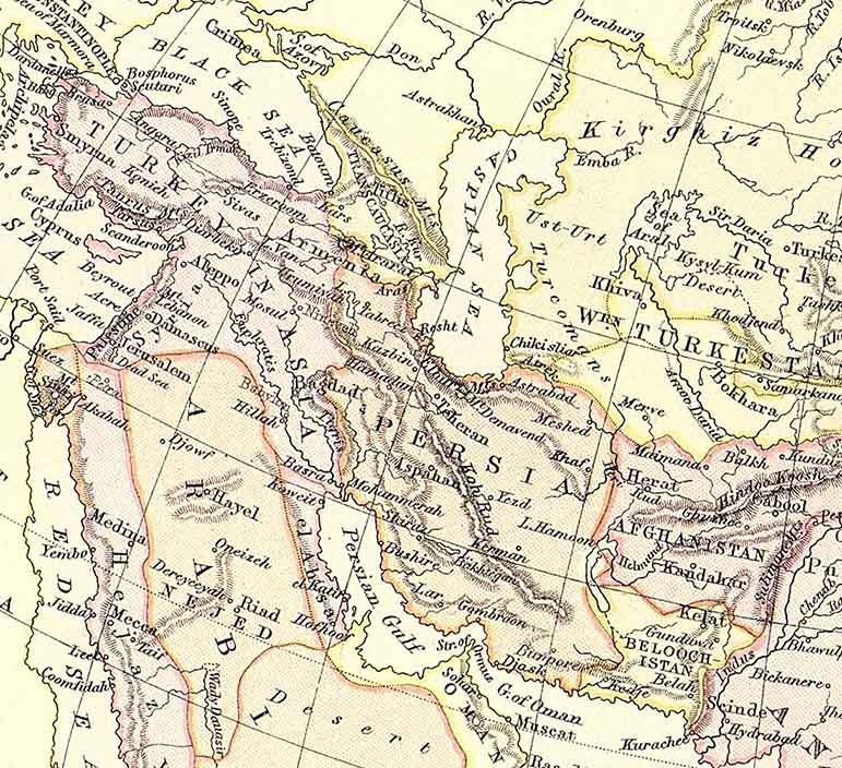 1885 Map of Asia