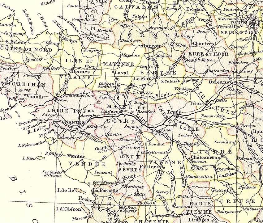 1885 Map of France