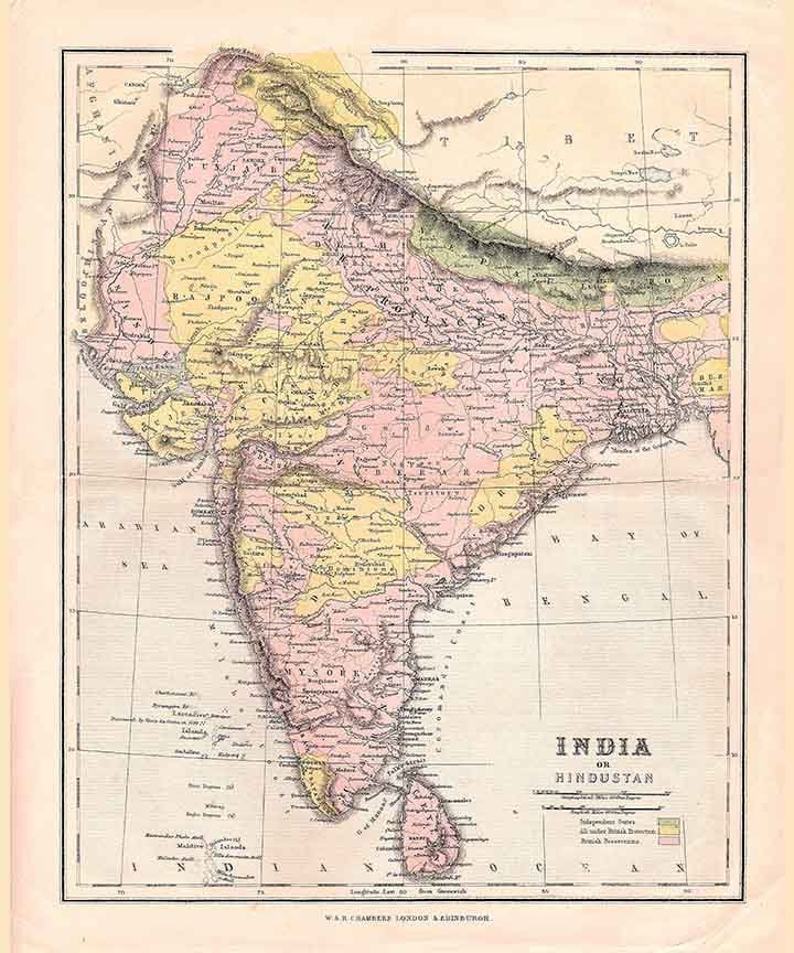 1886 Map of India or Hindustan