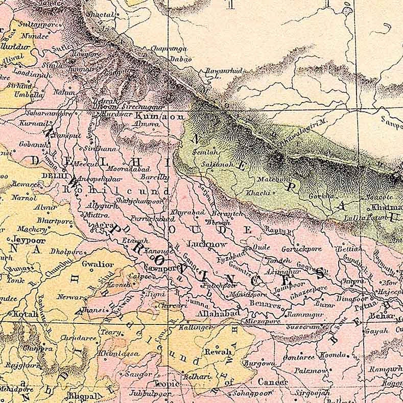 1886 Map of India or Hindustan