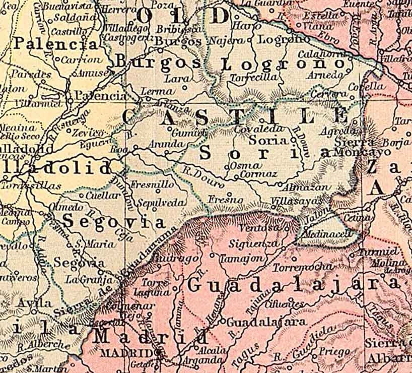 1888 Map of Spain and Portugal