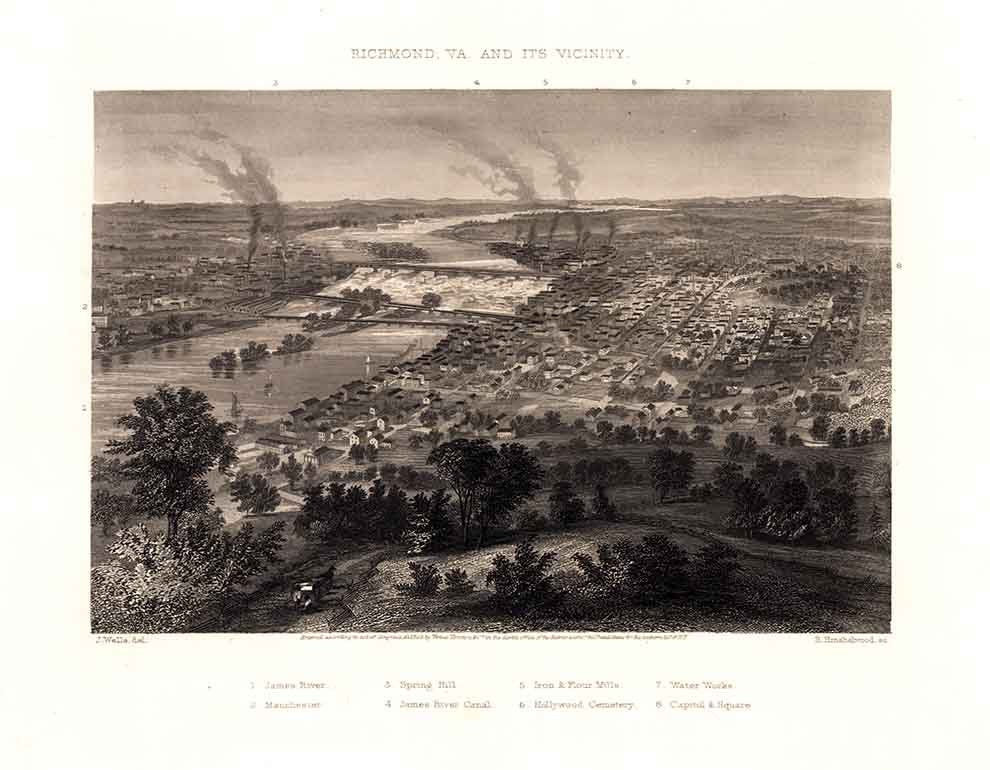 1863 Panoramic Map of Richmond Virginia