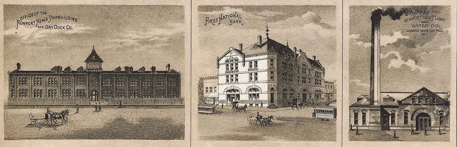 1891 Panoramic Map of Newport News Virginia