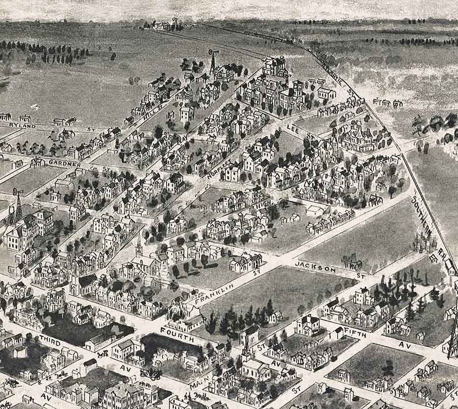 1907 Panoramic Map of Franklin Southampton County Virginia
