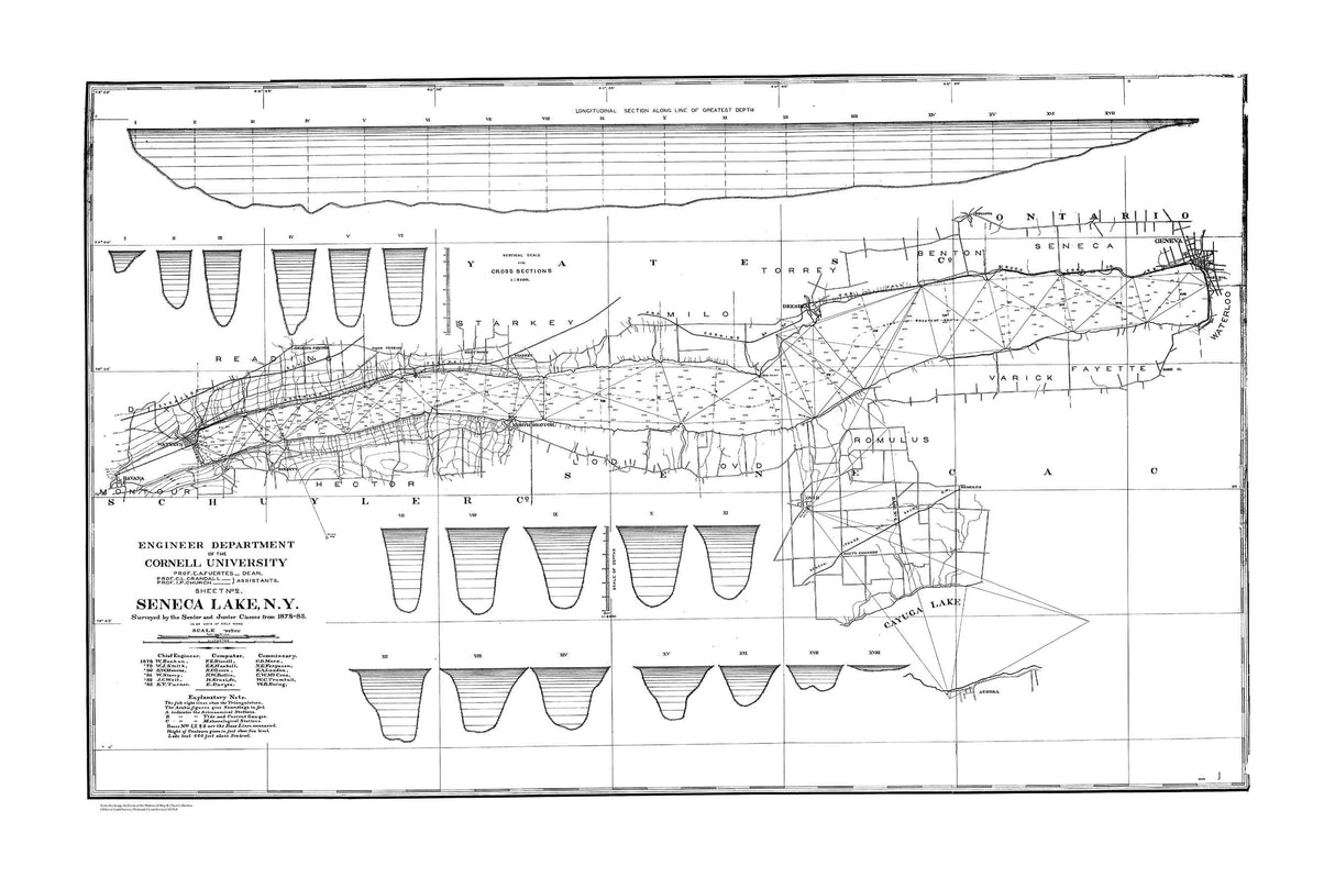 1878 Nautical Map of Seneca Lake New York