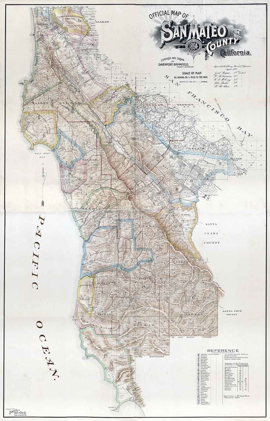 1894 Map of San Mateo County California