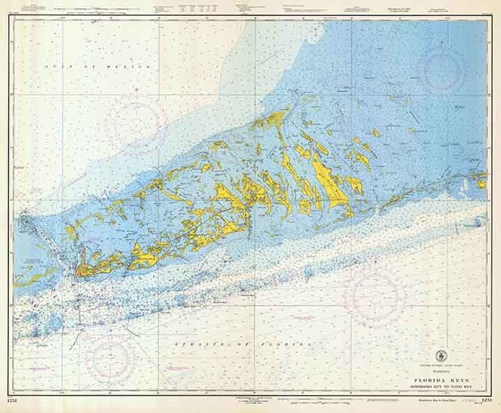 1954 Nautical Map of Sombrero Key to Sand Key Florida