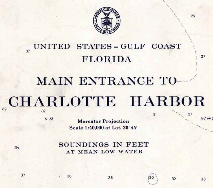 1961 Nautical Map of Charlotte Harbor Florida