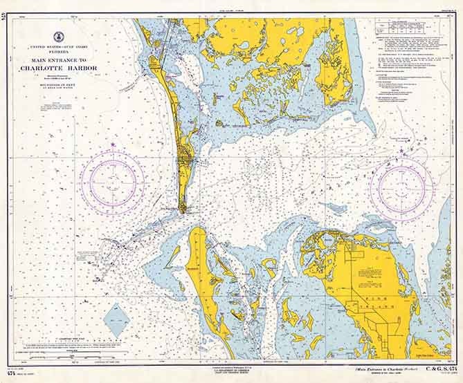 1961 Nautical Map of Charlotte Harbor Florida