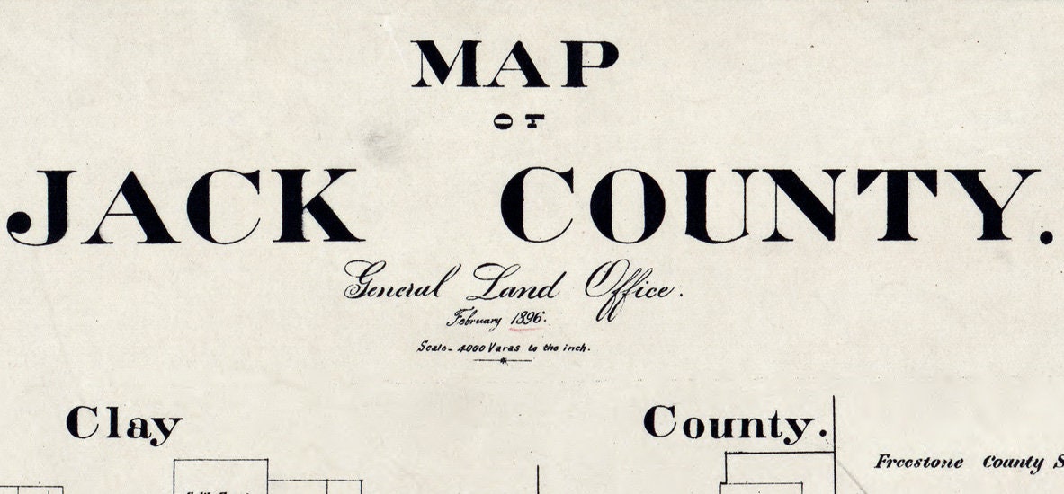 1896 Farm Line Map of Jack County Texas Jacksboro