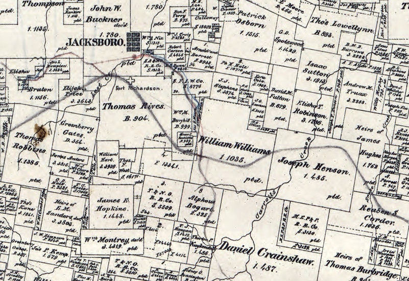 1896 Farm Line Map of Jack County Texas Jacksboro