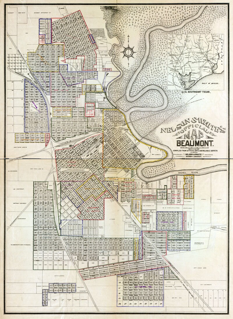 1902 Cadastral Map of Beaumont Texas