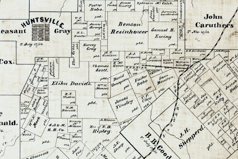 1903 Farm Line Map of Walker County Texas Huntsville