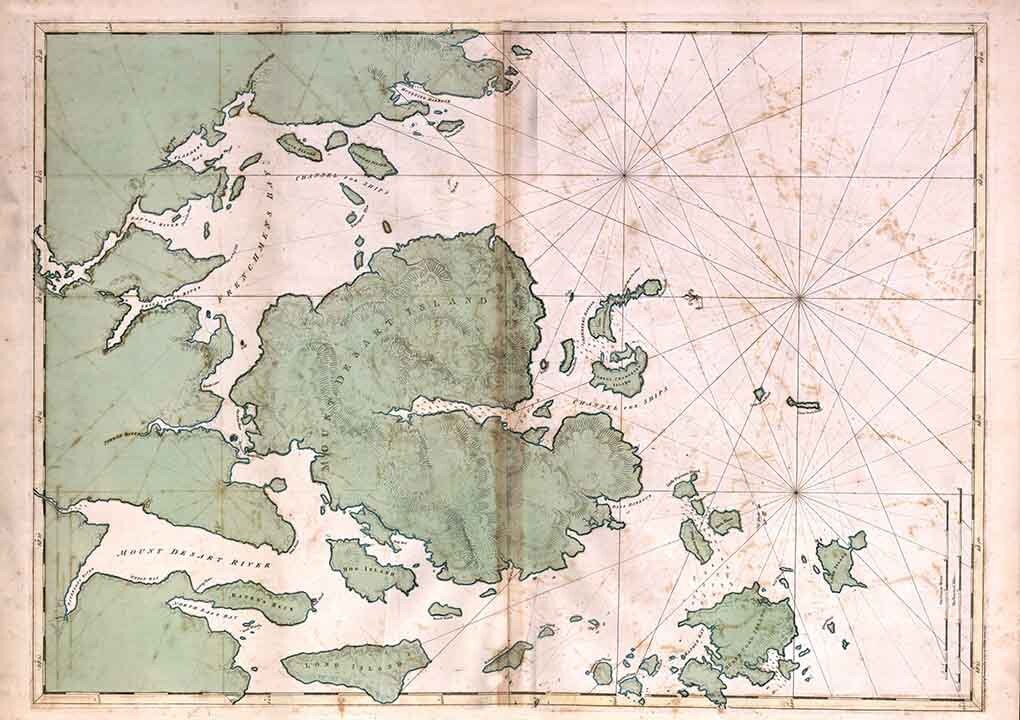 1776 Map of Mount Desert Island Maine and Neighboring Coast