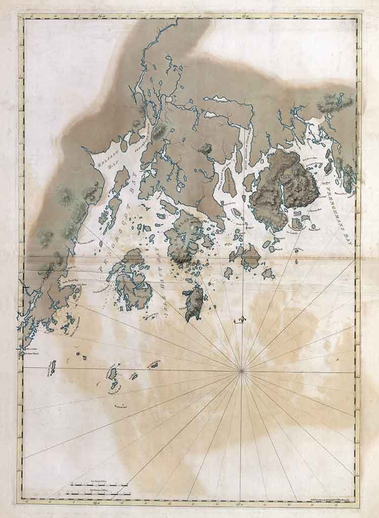 1776 Nautical Map of The Coast of Maine Frenchmans Bay to Mosquito Harbor