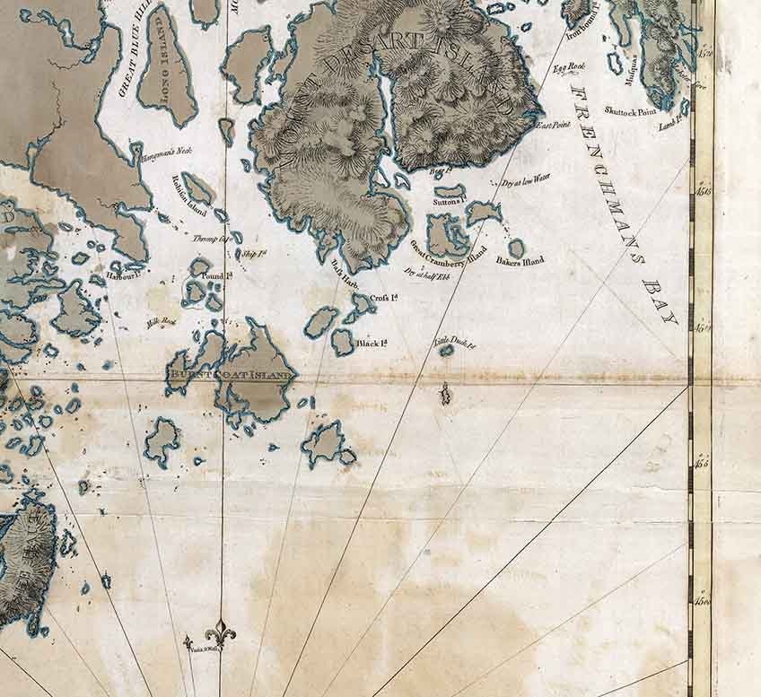 1776 Nautical Map of The Coast of Maine Frenchmans Bay to Mosquito Harbor