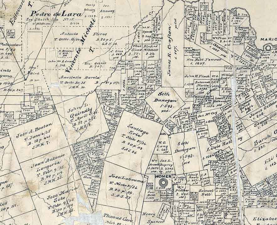 1879 Farm Line Map of Angelina County Texas