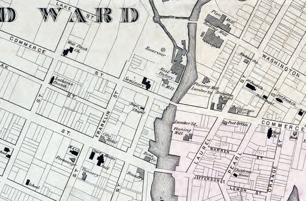 1876 Map of Bridgeton Cumberland County New Jersey