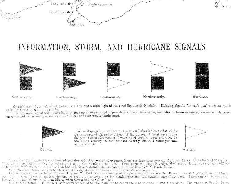 1894 Nautical Map Chart of Ship Wrecks in the Great Lakes Region