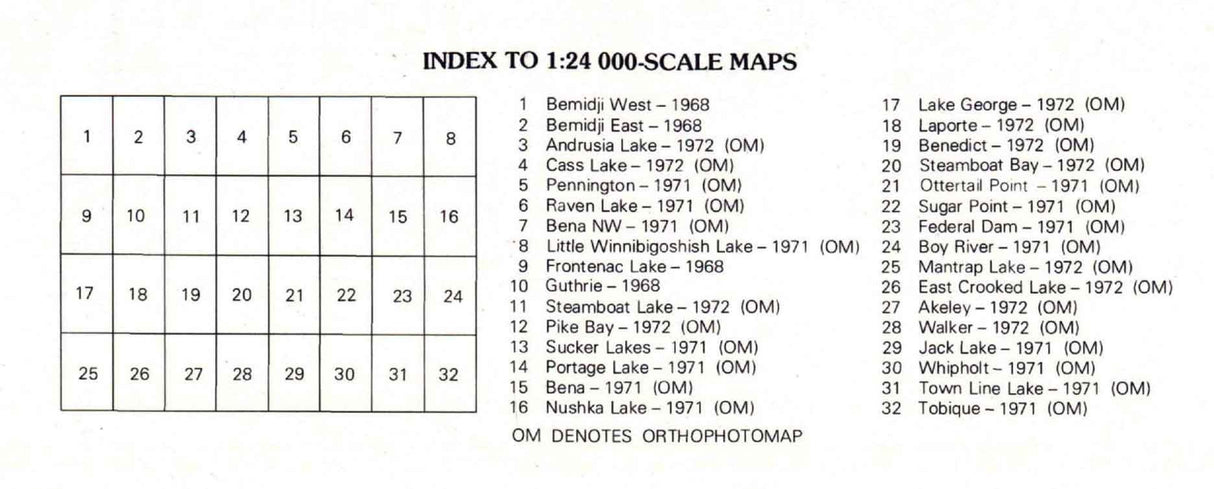 1977 Topo Map of Cass Lake MN Quadrangle