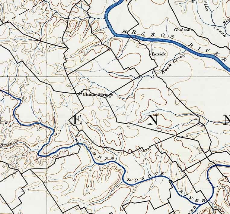 1892 Topo Map of Waco Texas - Gatesville - Granbury