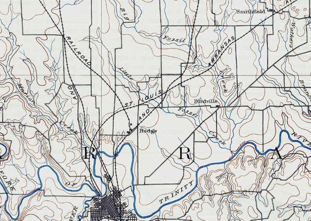 1894 Topo Map of Fort Worth Texas - Tarrant - Dallas - Johnson - Ellis