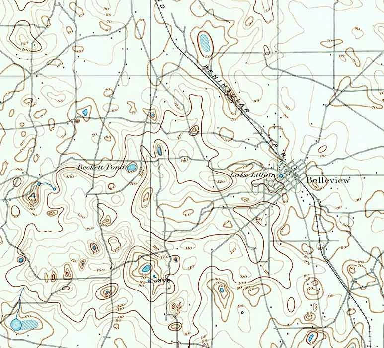 1895 Topo Map of Ocala Quad Marion County Florida - Williston