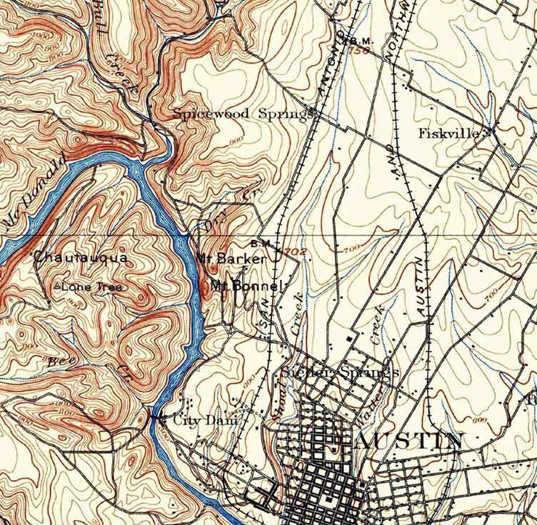 1896 Topo Map of Austin Quad Texas - Taylor
