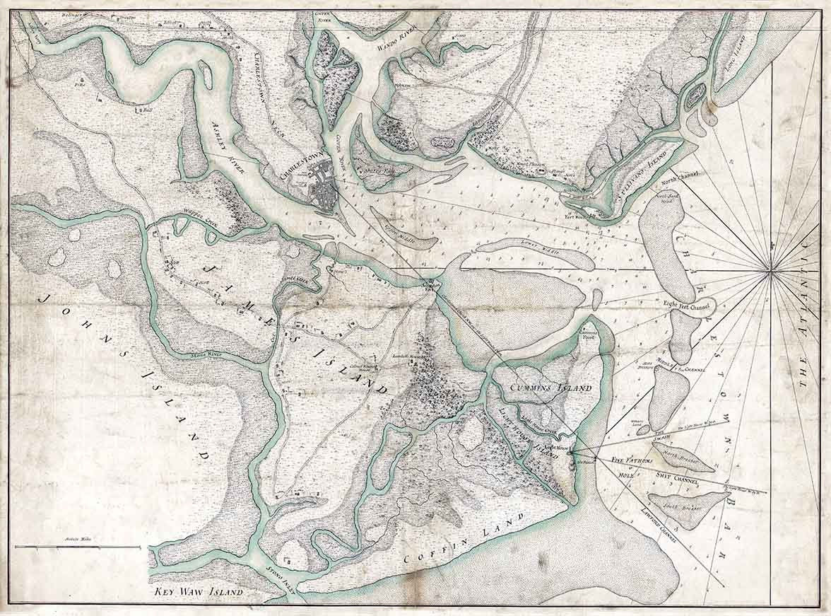 1780 Map of Charleston Harbor South Carolina