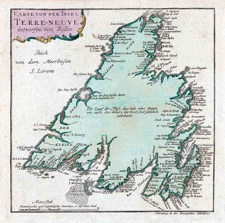 1785 Map of Newfoundland and Labrador Canada