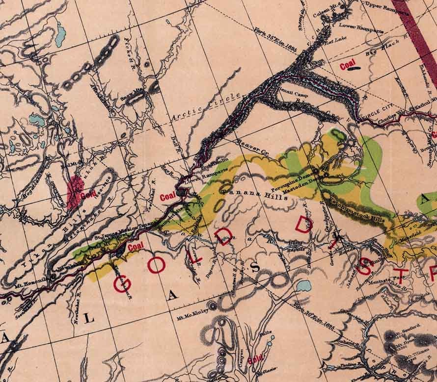 1898 Map of Gold and Coal Fields of Alaska