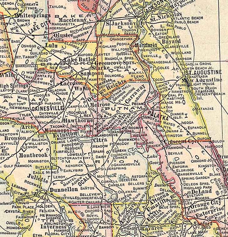 1911 Map of the State of Florida
