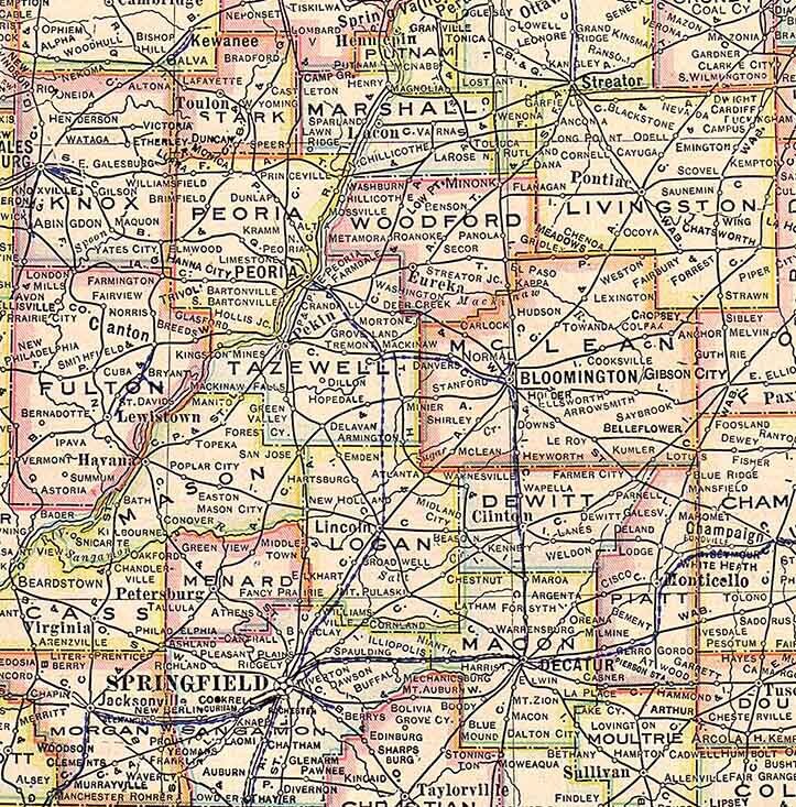 1911 Map of the State of Illinois Lake Michigan