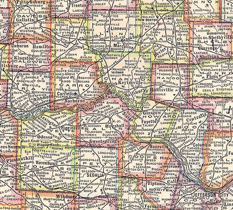 1911 Map of the State of Missouri St Louis
