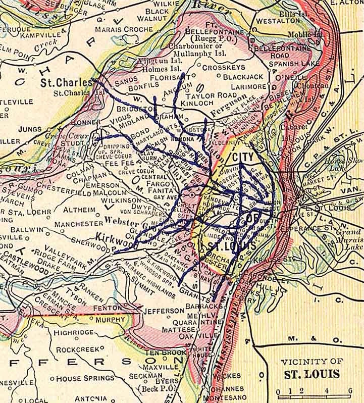 1911 Map of the State of Missouri St Louis