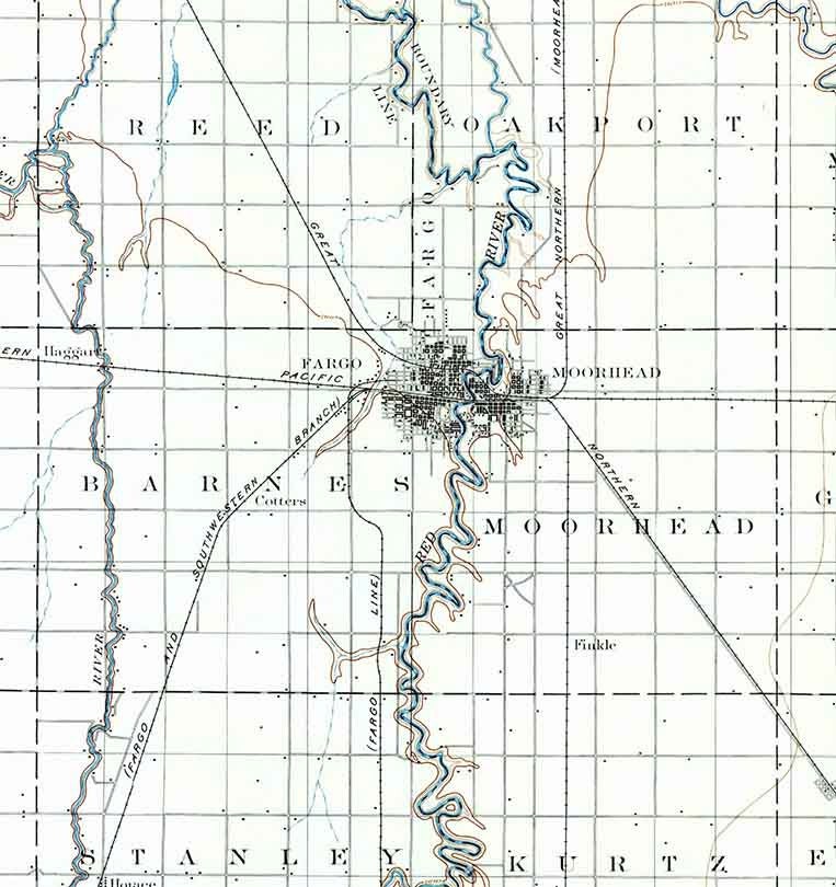 1895 Topo Map of Fargo North Dakota Quadrangle
