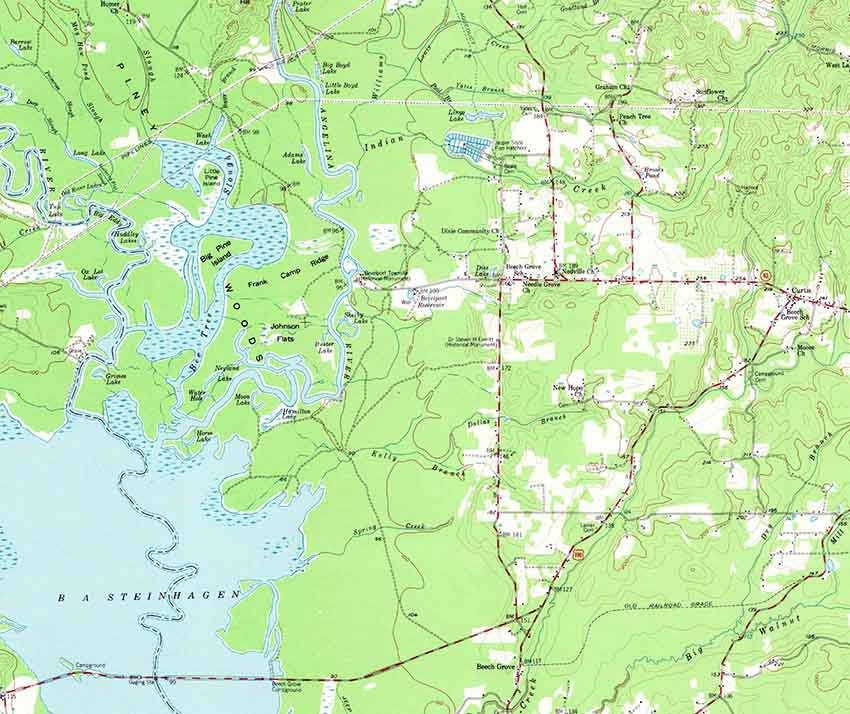 1955 Topo Map of Curtis Texas Quadrangle Basteinhagen Lake