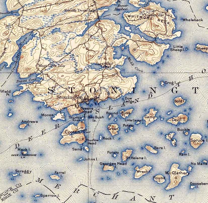 1904 Topo Map of Deer Isle Maine Quad Stonington