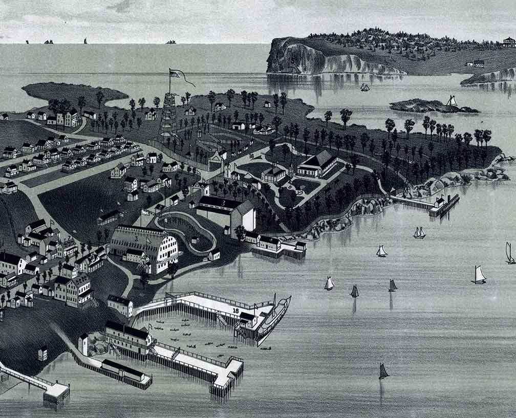 1886 Panoramic Map of Peaks Island Portland Harbor Maine