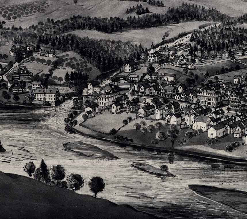 1896 Panoramic Map of Dixfield Maine