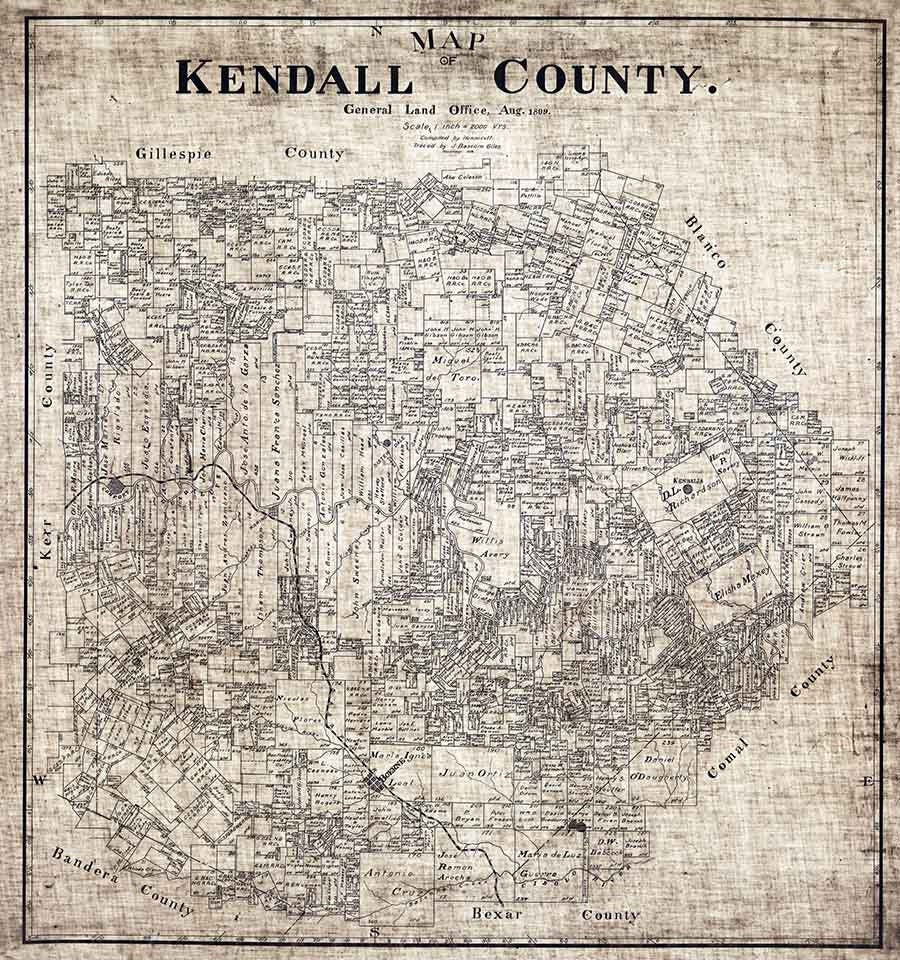 1919 Farm Line Map of Kendall County Texas