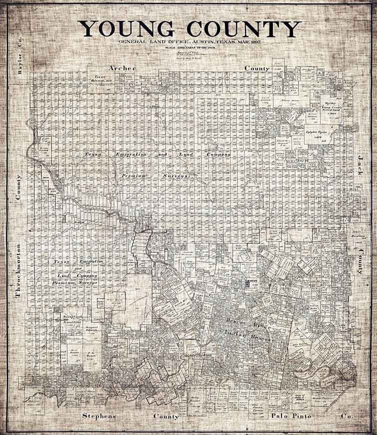 1897 Farm Line Map of Young County Texas