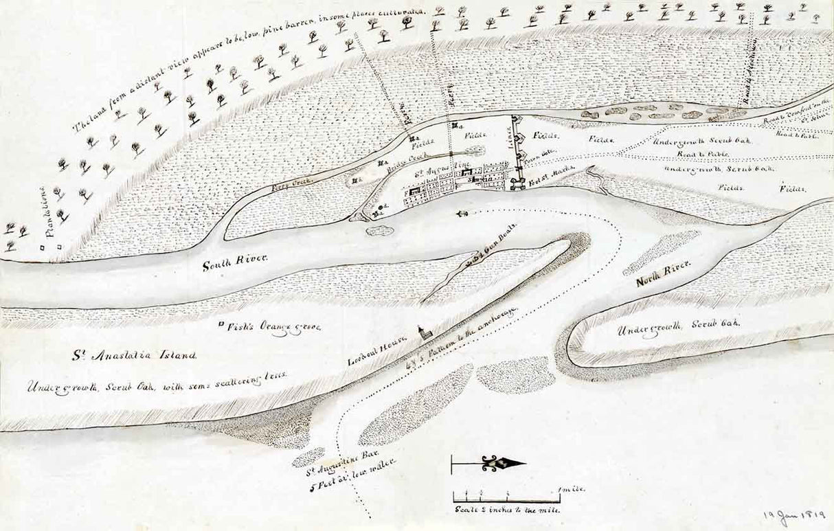 1819 Map of Saint Augustine Florida