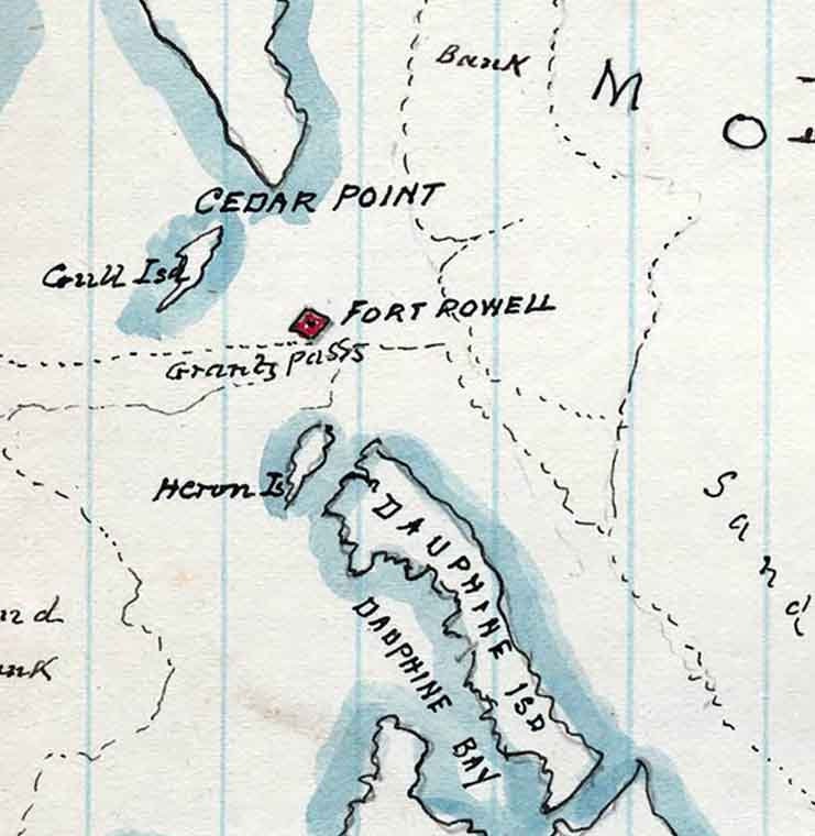 1864 Map of Entrance to Mobile Bay Gulf of Mexico