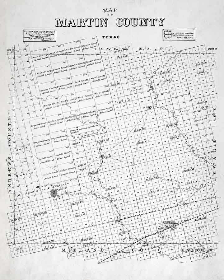 1894 Farm Line Map of Martin County Texas