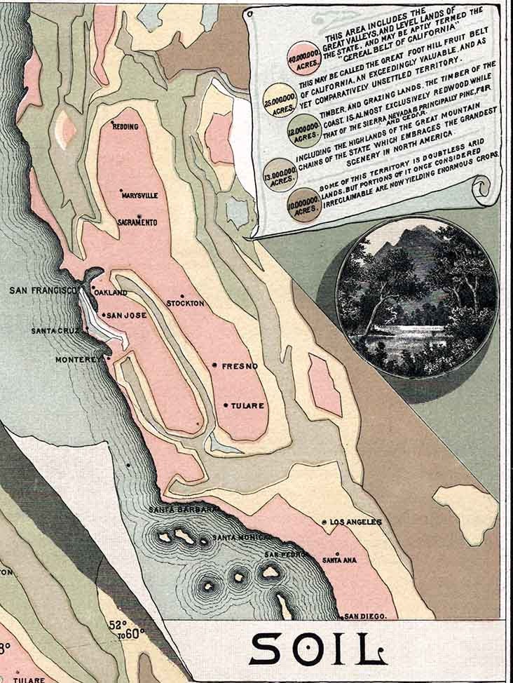 1888 Map of California Sierra Mountains