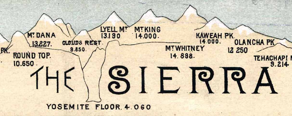 1888 Map of California Sierra Mountains