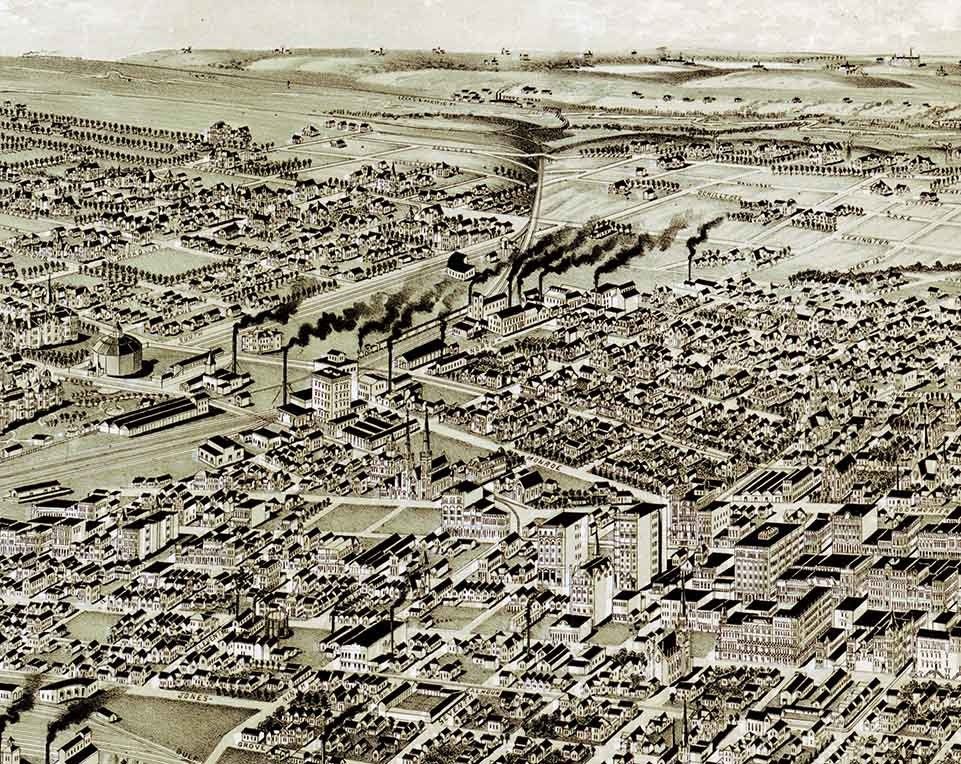 1891 Panoramic Map of Fort Worth Texas